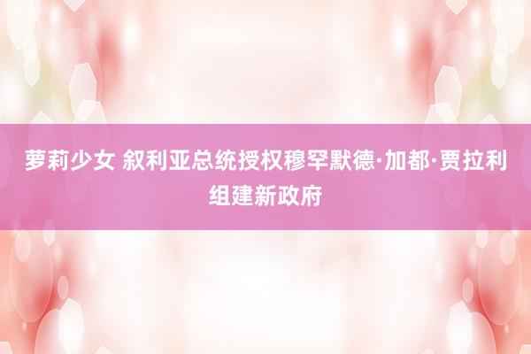 萝莉少女 叙利亚总统授权穆罕默德·加都·贾拉利组建新政府
