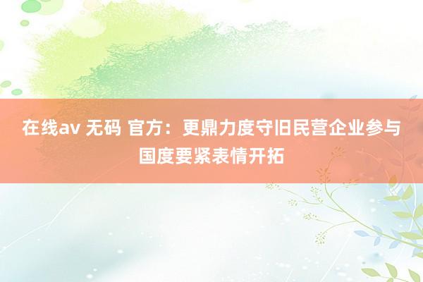 在线av 无码 官方：更鼎力度守旧民营企业参与国度要紧表情开拓