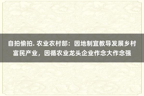 自拍偷拍. 农业农村部：因地制宜教导发展乡村富民产业，因循农业龙头企业作念大作念强
