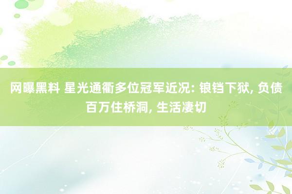 网曝黑料 星光通衢多位冠军近况: 锒铛下狱， 负债百万住桥洞， 生活凄切
