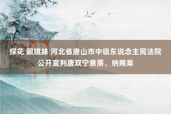 探花 眼镜妹 河北省唐山市中级东说念主民法院公开宣判唐双宁衰落、纳贿案