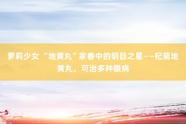 萝莉少女 “地黄丸”家眷中的明目之星——杞菊地黄丸，可治多种眼病