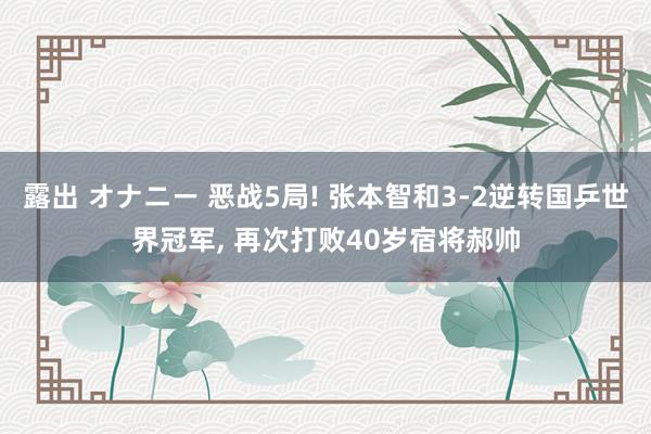 露出 オナニー 恶战5局! 张本智和3-2逆转国乒世界冠军， 再次打败40岁宿将郝帅