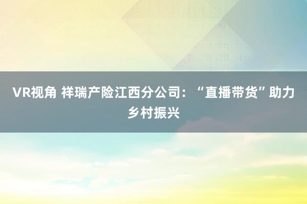 VR视角 祥瑞产险江西分公司：“直播带货”助力乡村振兴