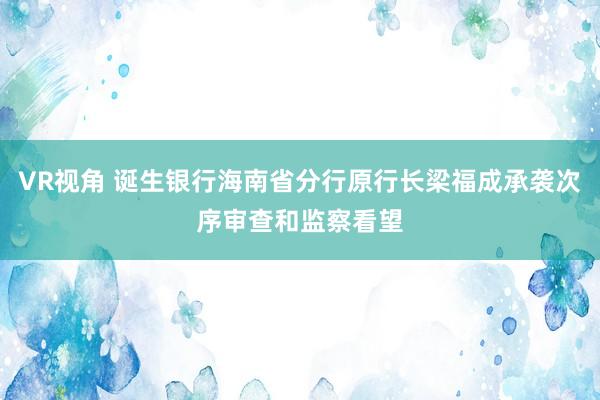 VR视角 诞生银行海南省分行原行长梁福成承袭次序审查和监察看望