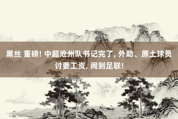 黑丝 重磅! 中超沧州队书记完了， 外助、原土球员讨要工资， 闹到足联!