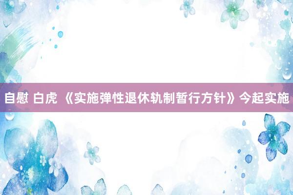 自慰 白虎 《实施弹性退休轨制暂行方针》今起实施