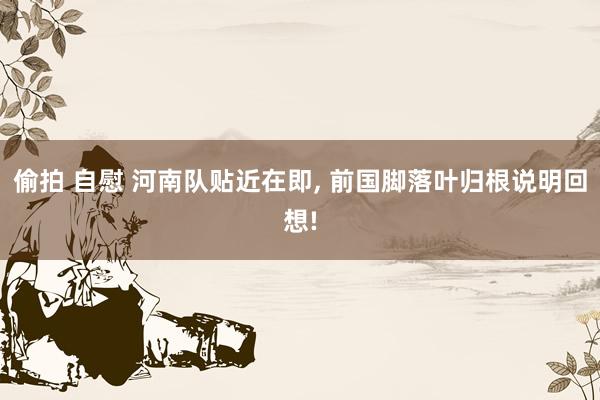 偷拍 自慰 河南队贴近在即， 前国脚落叶归根说明回想!