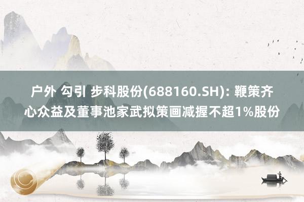 户外 勾引 步科股份(688160.SH): 鞭策齐心众益及董事池家武拟策画减握不超1%股份