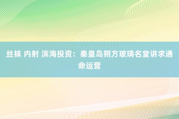 丝袜 内射 滨海投资：秦皇岛朔方玻璃名堂讲求通命运营